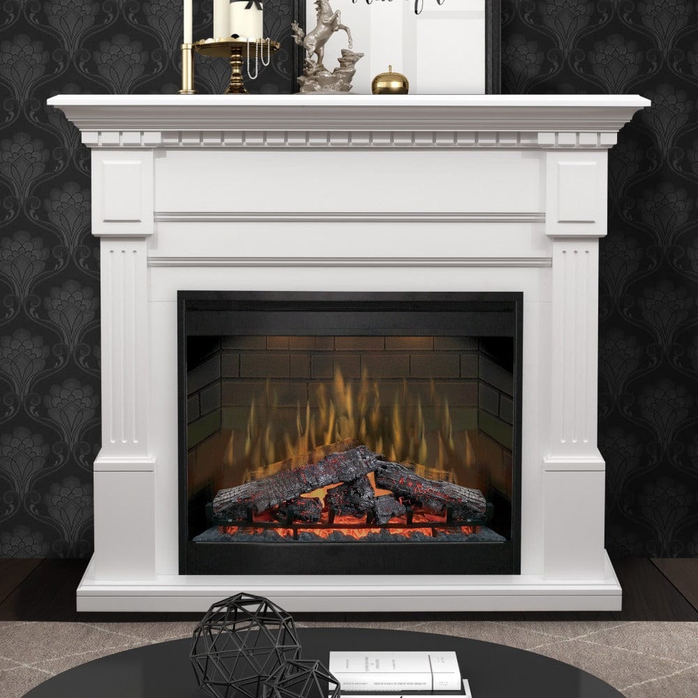 Sussex Electric Fireplace Mantel Package in White