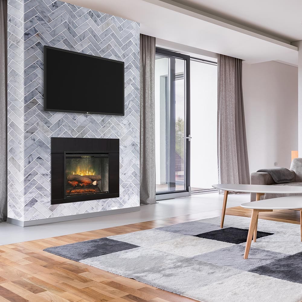 Dimplex 24 Inch Revillusion Deluxe Built-In Electric Fireplace w/ Weathered Concrete