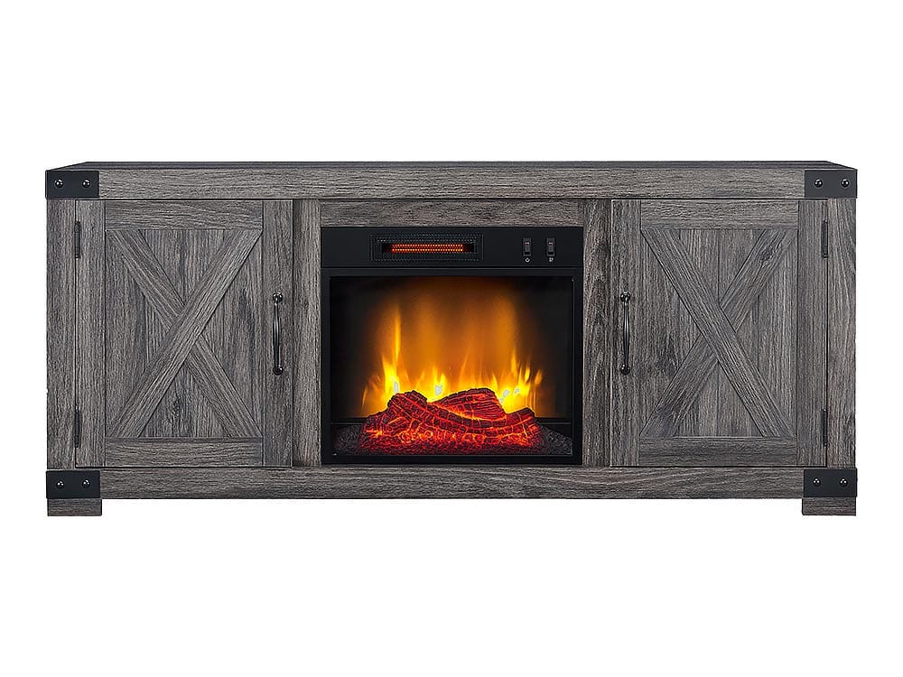 Merritt Electric Fireplace TV Stand in Weathered Gray