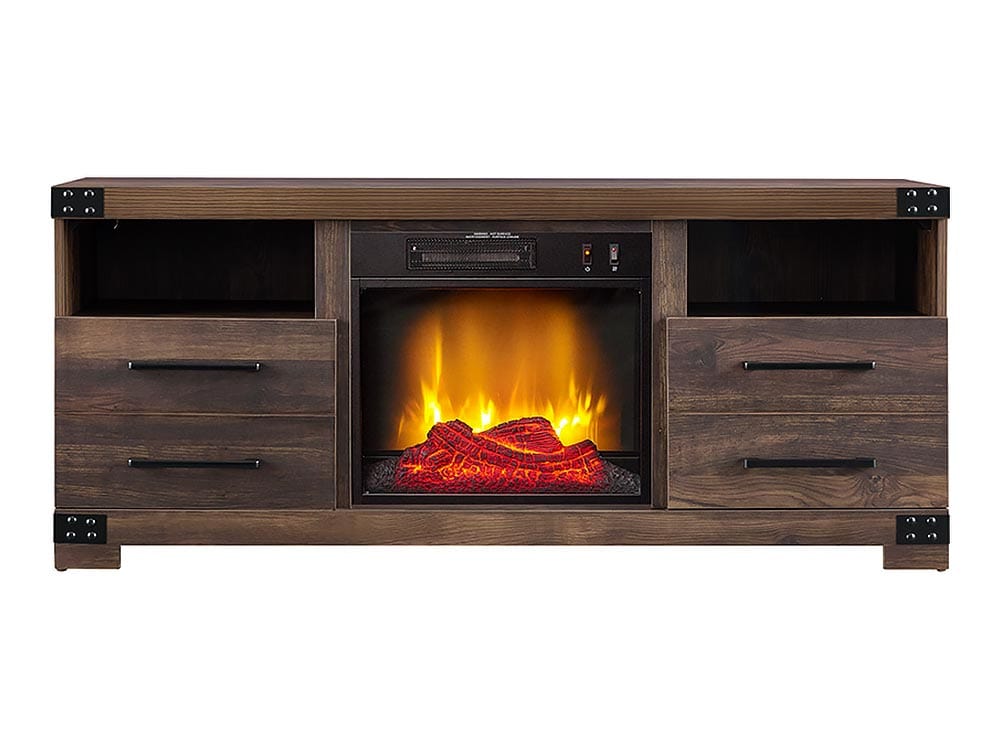 Perry Electric Fireplace TV Stand in Rustic Brown - SP6543-OF