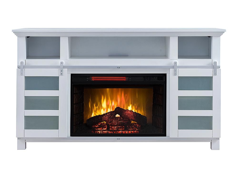 Adrienne Electric Fireplace Media Console in Parchment White