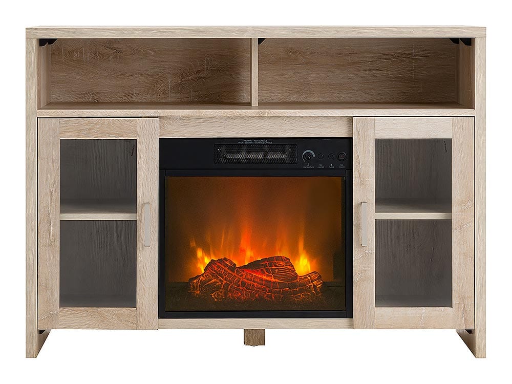 Nate Electric Fireplace Media Console in Bleached Ash
