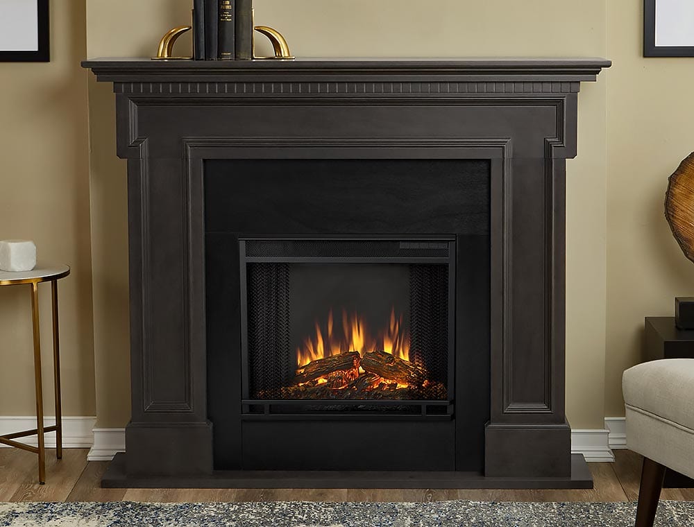 Thayer Electric Fireplace Mantel Package in Grey