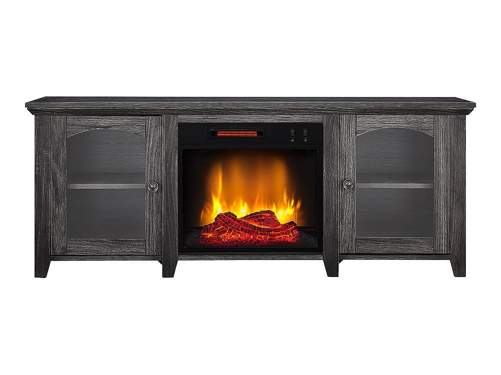 Andrew Electric Fireplace TV Stand in Rustic Dark Gray Oak