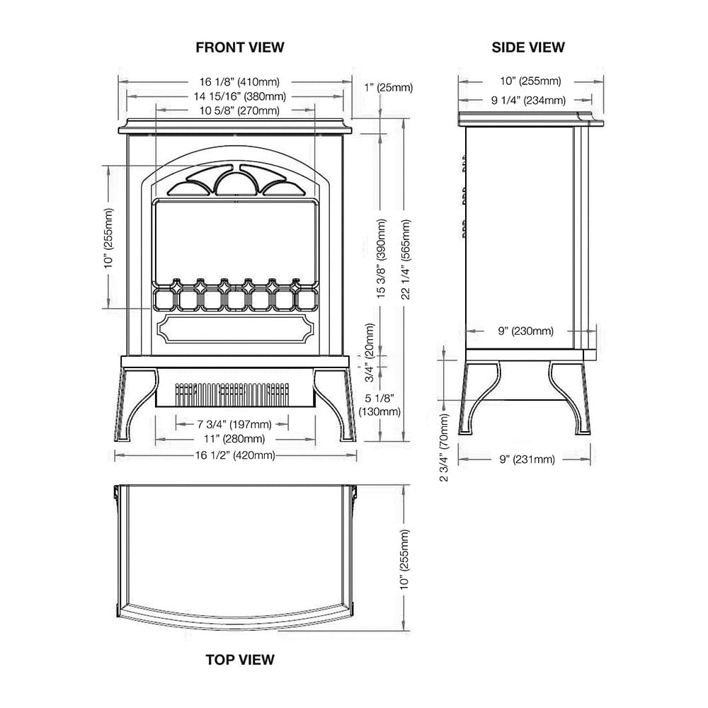 Continental Black Electric Fireplace Stove Heater
