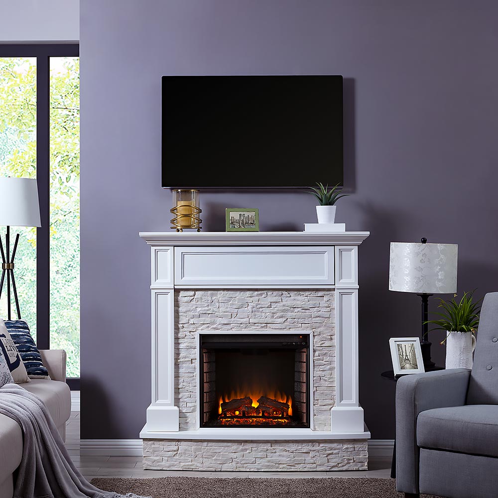 Jacksdale Electric Fireplace Mantel Package in White