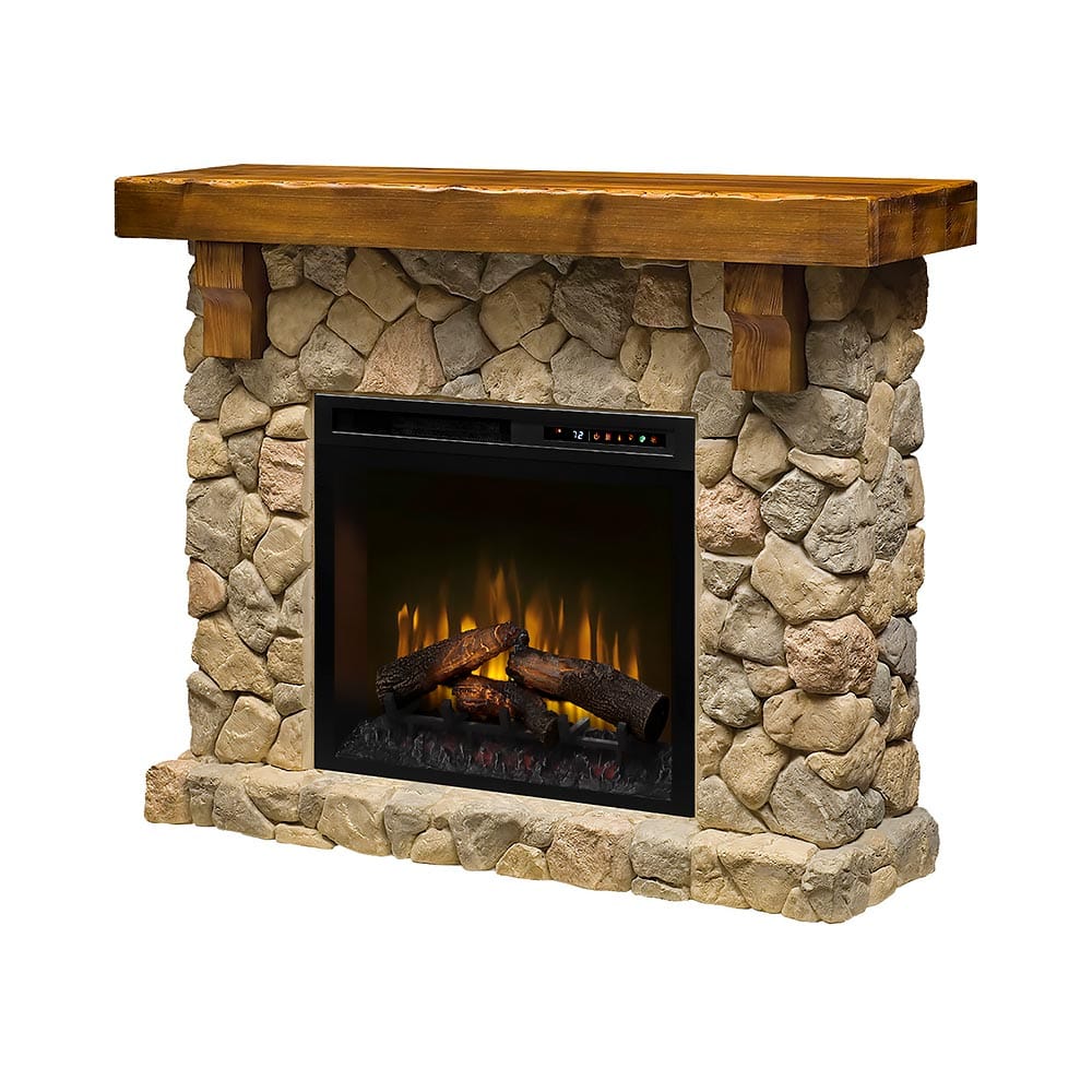 Fieldstone Rustic Electric Fireplace Mantel Package