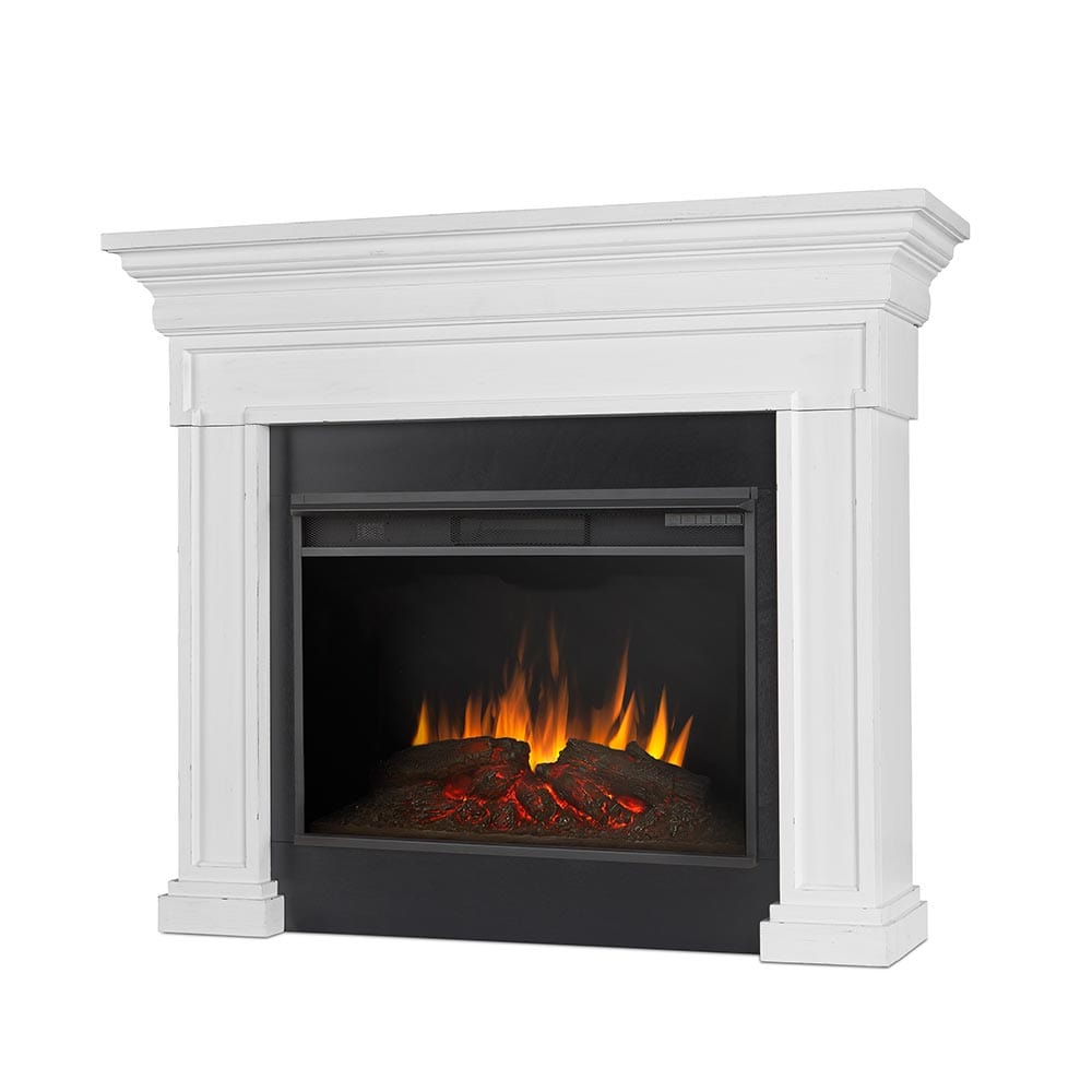 Emerson Grand Electric Fireplace Mantel Package in Rustic White