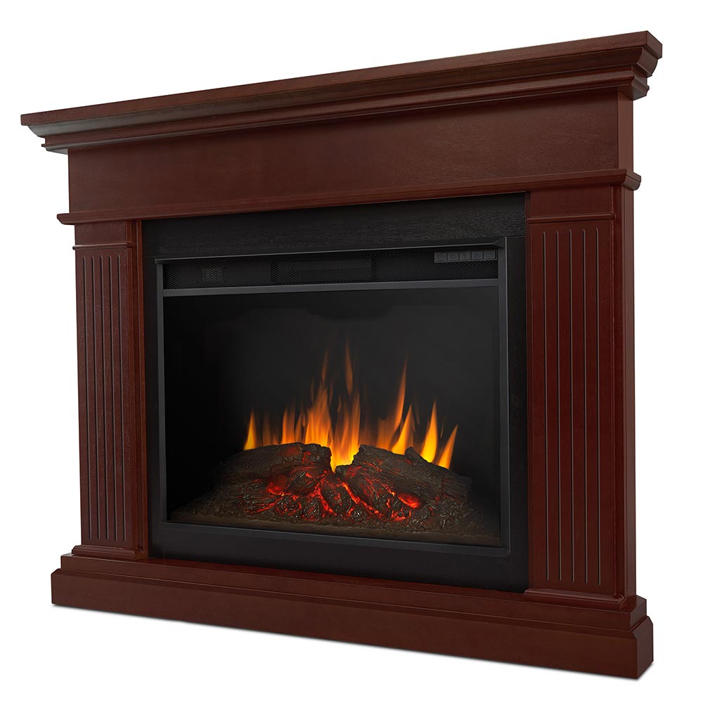 Kennedy Grand Corner Electric Fireplace Mantel Package in Dark Walnut