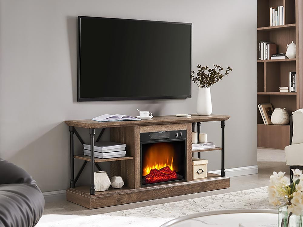 Sheffield Electric Fireplace TV Stand in Driftwood