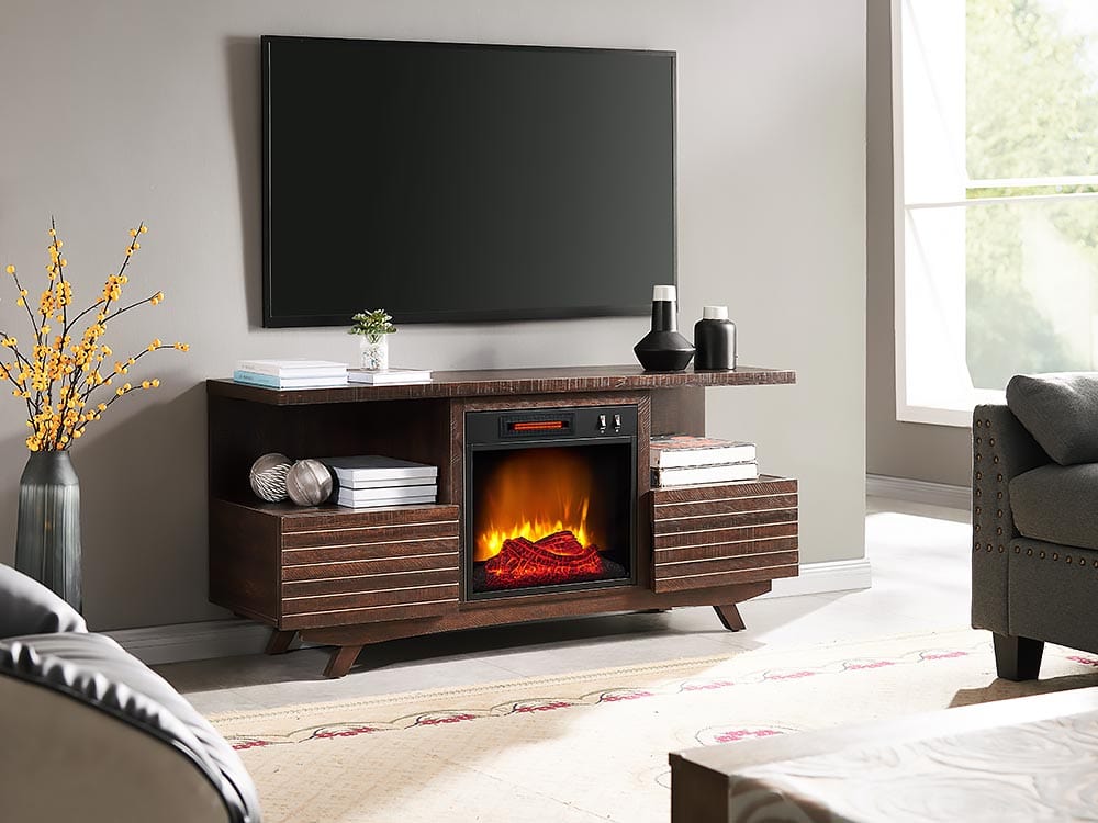 SoHo Electric Fireplace TV Stand in Mahogany - SP6555-OF