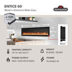 60" Entice Electric Fireplace