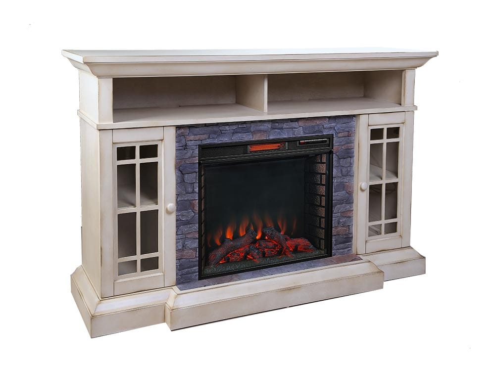 Bennett Infrared Electric Fireplace TV Stand in Farmhouse Ivory