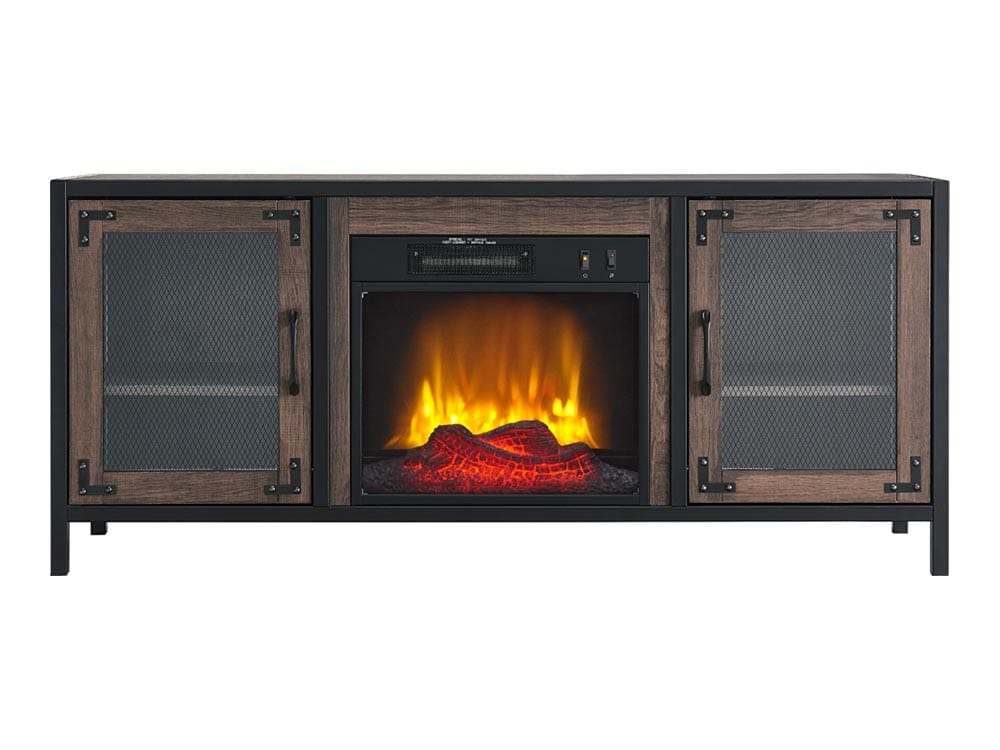 Matthew Electric Fireplace Media Console in Charcoal Oak