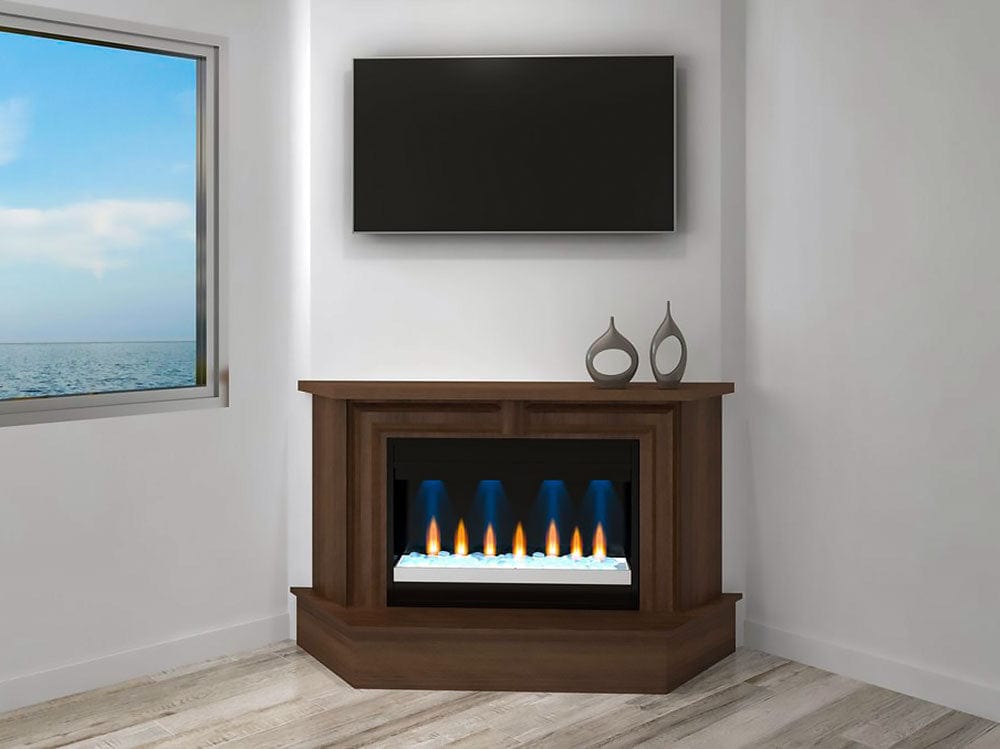 Transitional 67-in Electric Fireplace Mantel Package in Cognac
