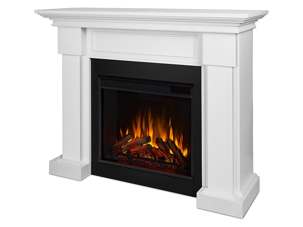 Hillcrest Electric Fireplace Mantel Package in White